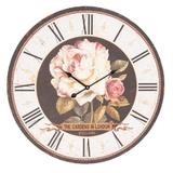 Ceas de perete lemn retro cu model Roses Diametru 60 cm x 4 cm