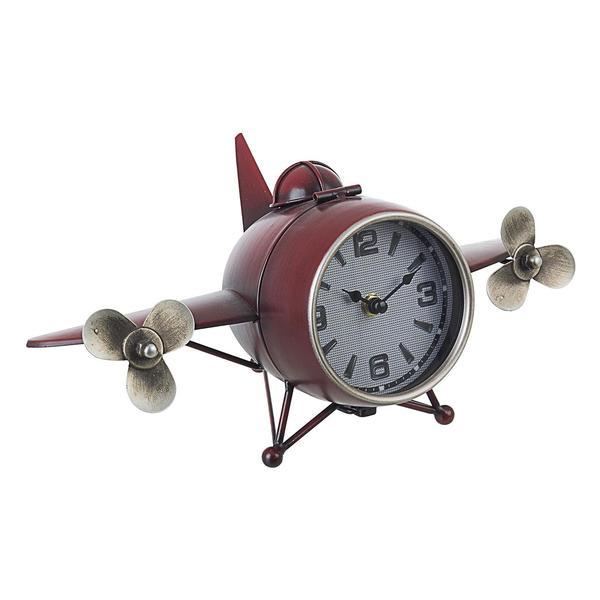 Ceas de masa metal rosu model avion 36 cm x 19 cm x 16 h 