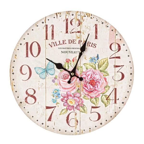 Ceas perete lemn ville de paris 34x34cm