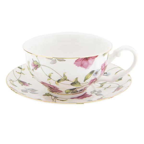 Ceasca cu farfurioara portelan flowers diametru 13*2 - 12*9*5 cm