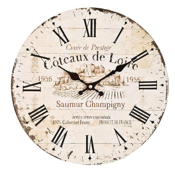 Ceas de perete lemn rotund vintage coteaux de loire ã¸35