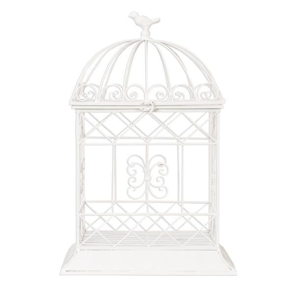 Colivie fier forjat alb 40 cm x 32 cm x 61 cm