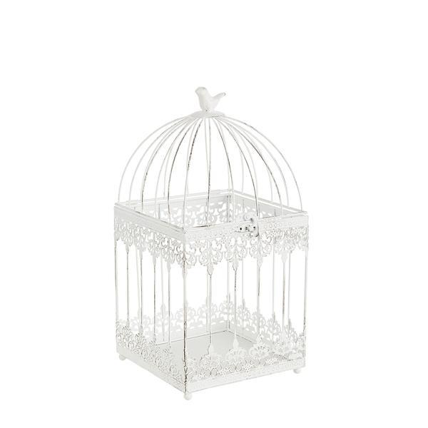 Colivie metal alb patinat poetic 19 cm x 19 cm x 39 h