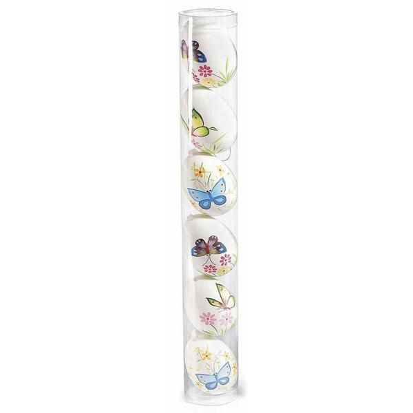 Set 6 oua decorative plastic suspendabile alb fluturasi
