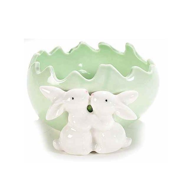 Ou paste ceramica model iepurasi verde cm 11 x 11cm x 6 h
