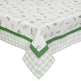 Fata de masa bumbac alb verde roz Flowers 150 cm x 150 cm