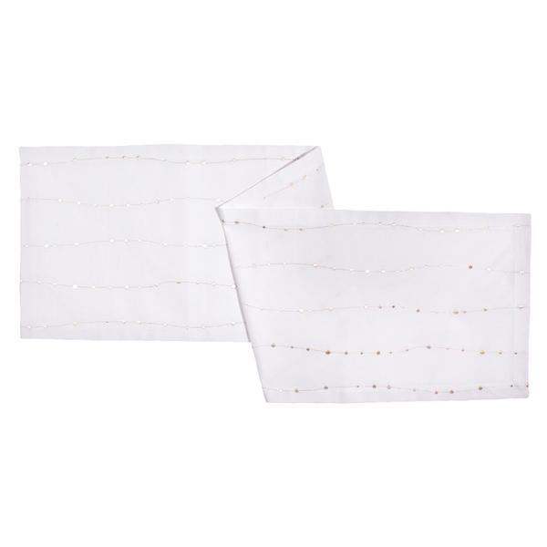 Fata de masa bumbac alba festive 45x150 cm