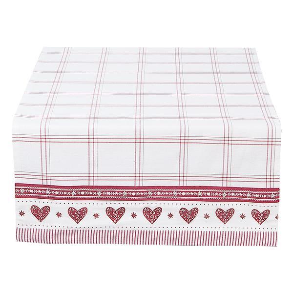 Fata de masa bumbac alb rosu cuore 50 cm x140 cm