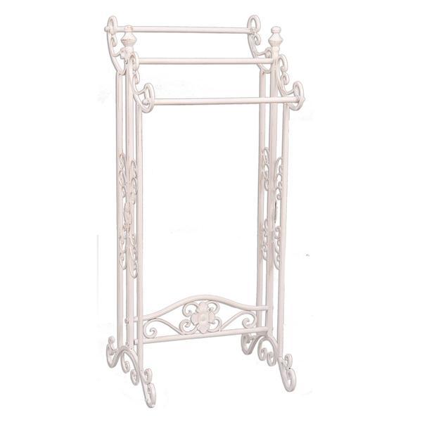 Suport fier forjat alb patinat 40 cm x 37 cm x 91 cm