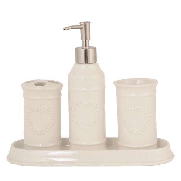 Set baie ceramica alba 4 piese heart 26x10 cm