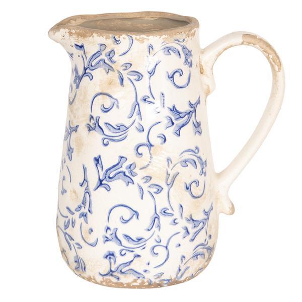 Carafa ceramica alb albastru vintage 17 cm x 12 cm x 18 cm 1 l