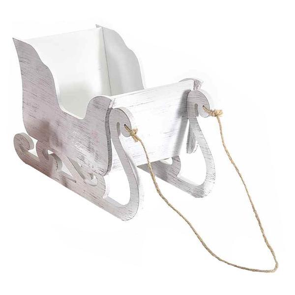 Sanie decorativa lemn alb cm 10 x 20 x 13 h