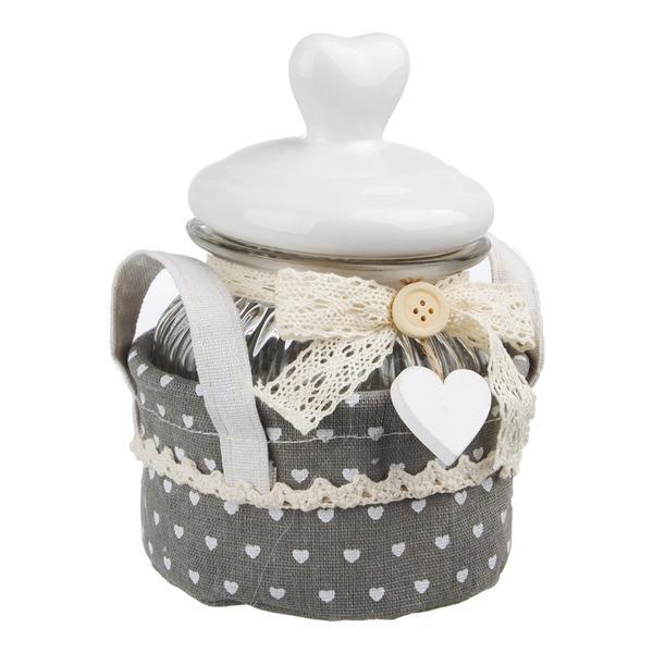 Borcan ceramic decorativ condimente alb gri 16x16x22h