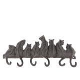 Cuier fier forjat gri maro 6 agatatori Cats 36 cm x 5 cm x 16 cm