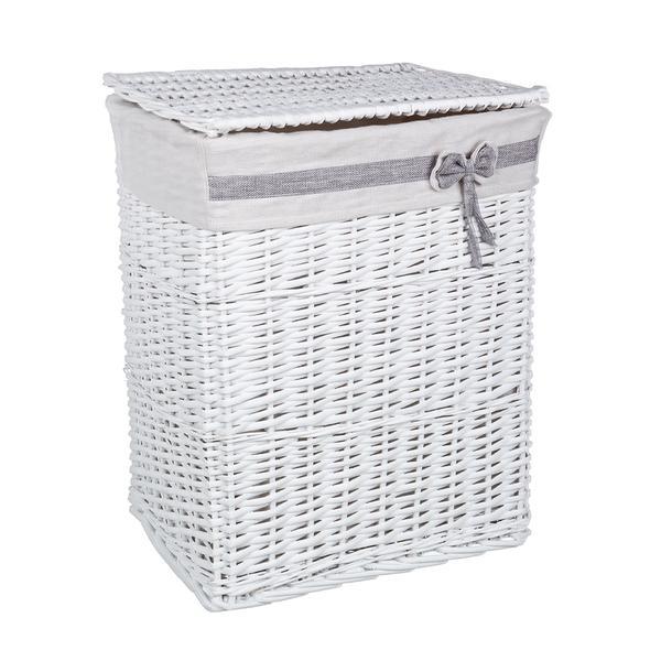 Cos rufe din rattan alb ribbon 46 cm x 36 cm x 55 h 