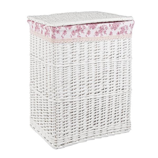 Cos rufe alb roz din rattan alb cecilia 46 cm x 36 cm x 55 h 