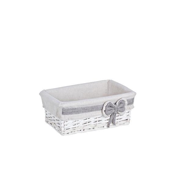 Cos decorativ rattan alb cu husa ribbon 28 cm x 11 cm x 11 h