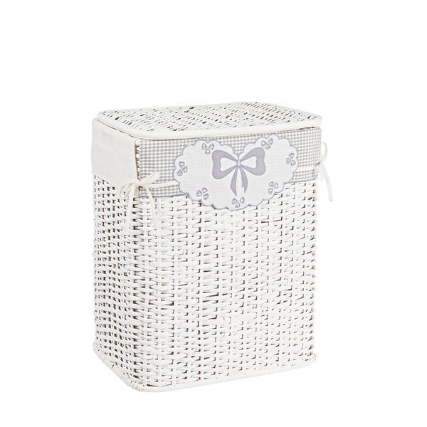 Cos rufe alb din rattan kis 43x30x53h
