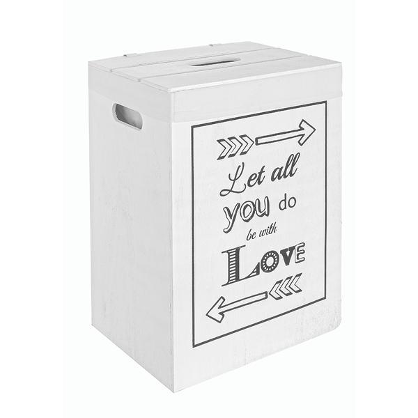 Cos rufe alb negru captusit din lemn esther 40 cm x 30 cm x 54h