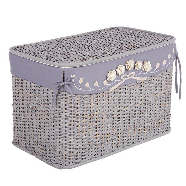 Cos depozitare din rattan textil albastru elegance 66 cm x 40 cm x 43 h