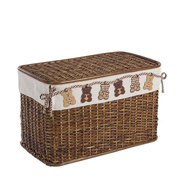 Cos depozitare din rattan textil maro bear 60 cm x 35 cm x 38h