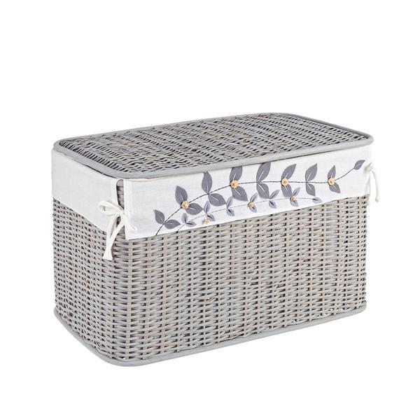 Cos depozitare din rattan textil gri alma 60 cm x 35 cm x 38h