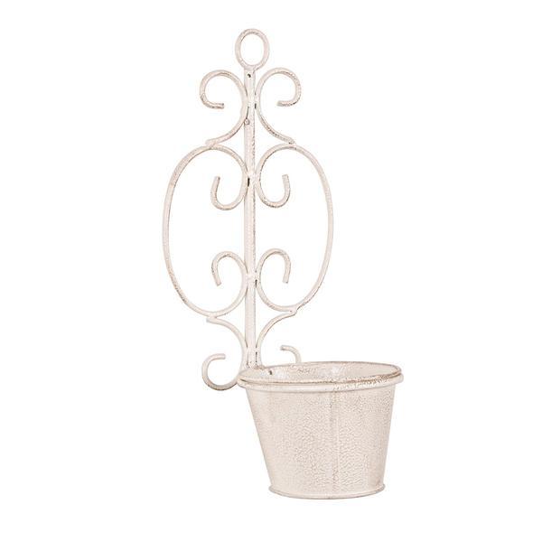 Suport fier forjat alb patinat suspendabil 1 ghiveci 12 cm x 15 cm x 33h 