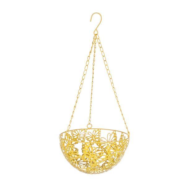 Suport ghiveci flori suspendabil metal galben 20 cm x 46 h