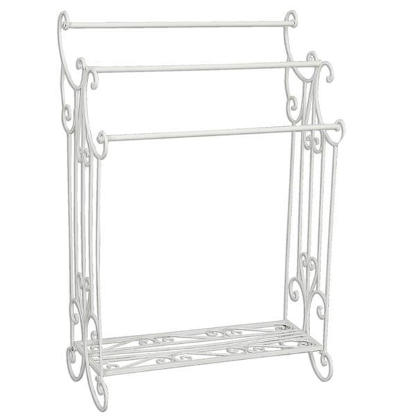 Suport prosoape cu polita fier forjat alb 61 cm x 33 cm x 92 cm 