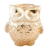 Suport lumanare sticla auriu Owl Diametru 9x7 cm