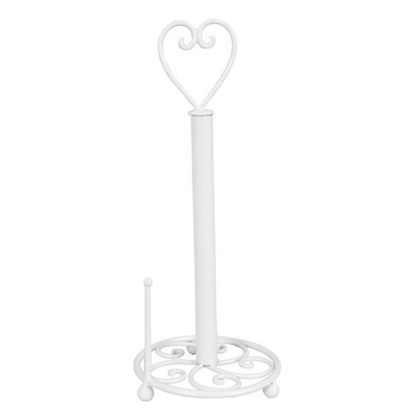 Suport fier forjat alb rola hartie heart diametru 18*39 cm