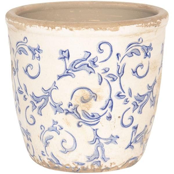 Ghiveci pentru flori ceramica alb albastru elegance diametru 16 cm x 16 h 