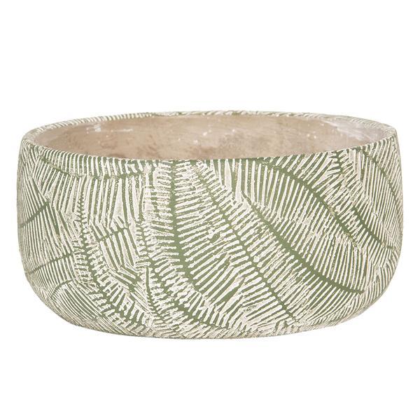 Ghiveci pentru flori ceramica verde alb diametru 22 cm x 10 h