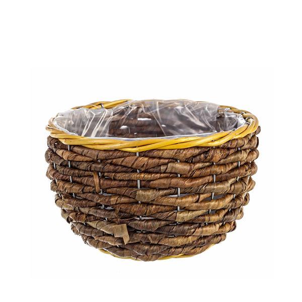 Ghiveci pentru flori rattan maro diametru 25 cm x 14 h