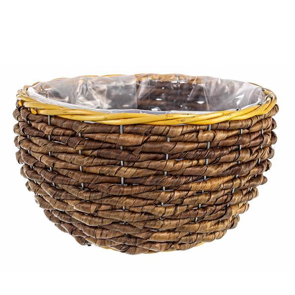 Ghiveci pentru flori rattan maro diametru 30 cm x 11 h 