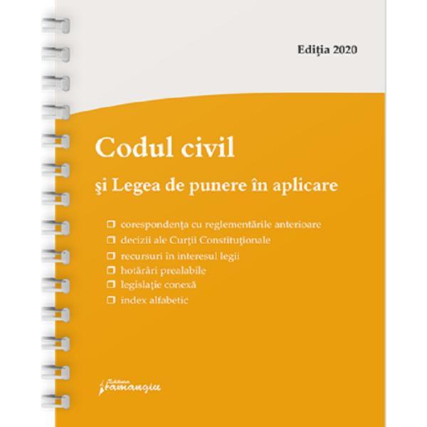 Codul civil si Legea de punere in aplicare Act.24 iunie 2020, editura Hamangiu