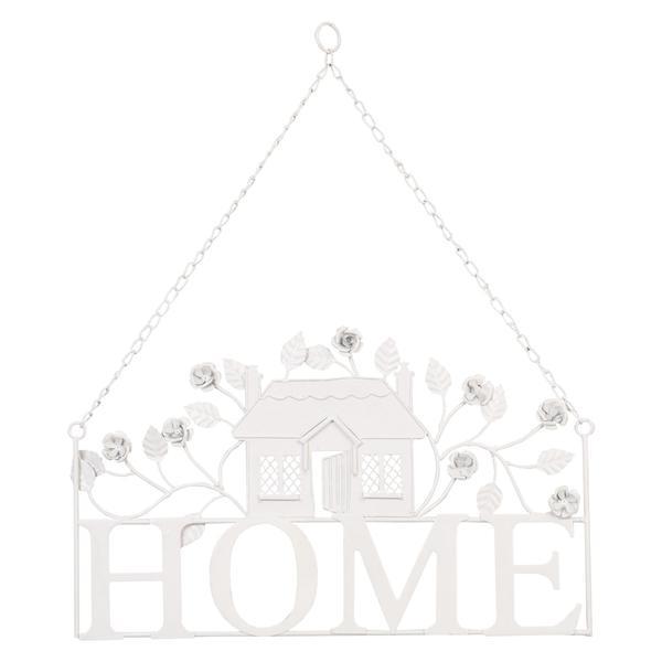 Decoratiune metal alb suspendabila home 43*51 cm