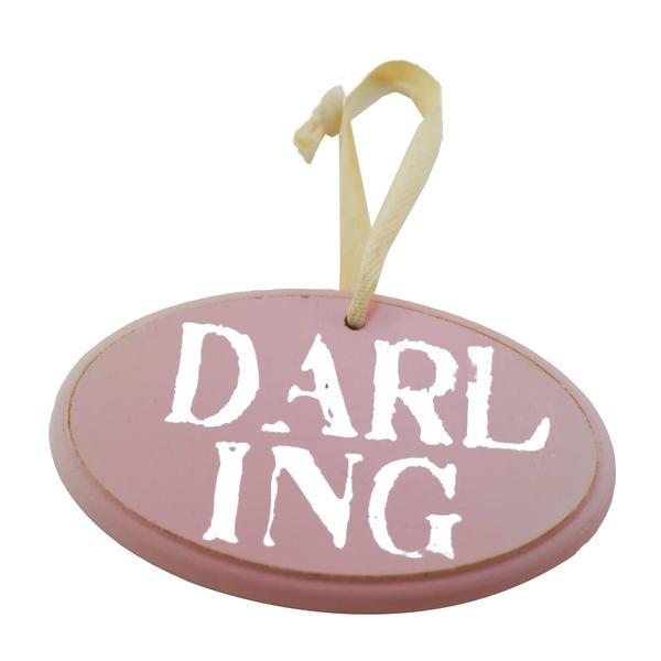 Decoratiune lemn oval roz