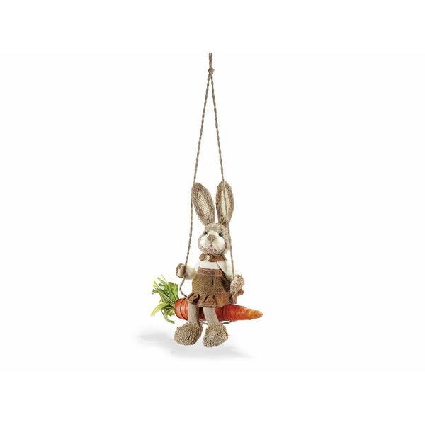 Figurina iepuras paste fibre naturale cu leagan cm 30x35h