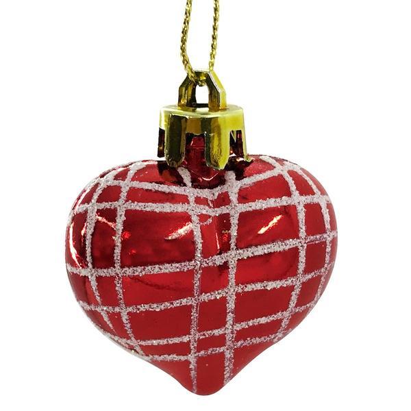 Set 4 ornamente brad red heart