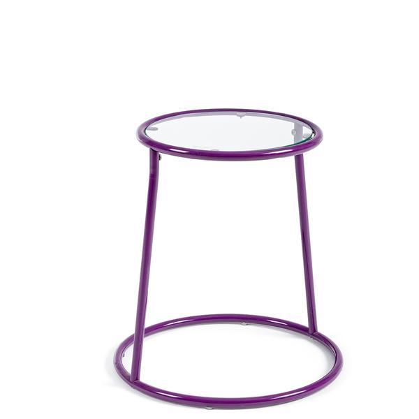 Masuta fier mov cu blat de sticla diametru 40 cm x 43 h