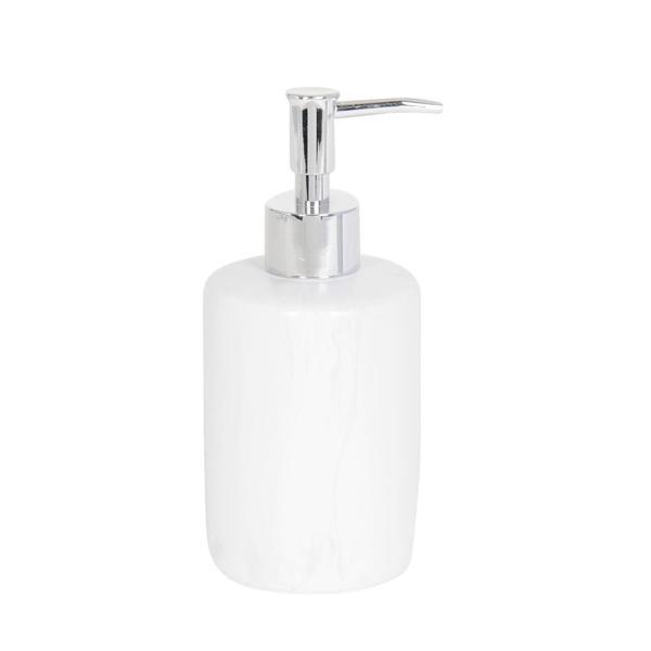 Dispenser ceramica alb marmorat pentru sapun diametru 8x18 cm