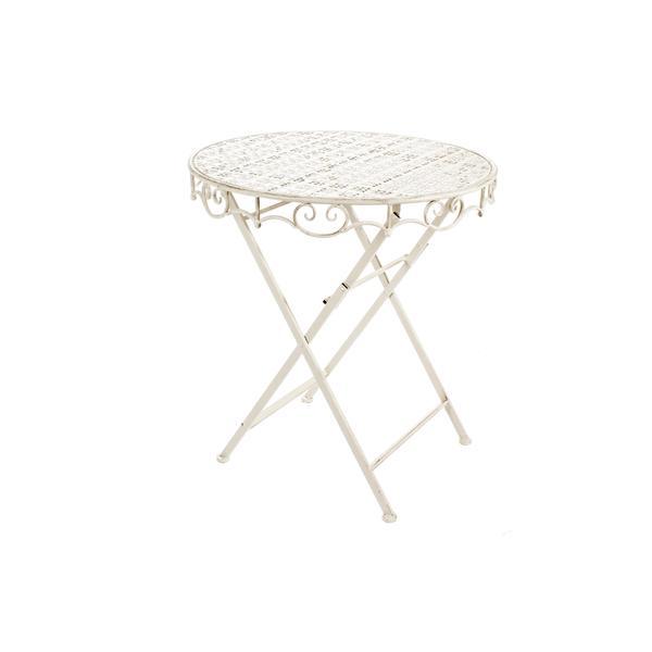 Masa fier forjat alb patinat pliabila emily 70 cm x 75h