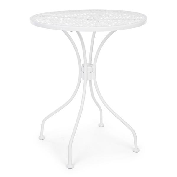 Masa fier forjat rotunda alba Jodie Diametru 60 cm x 71h