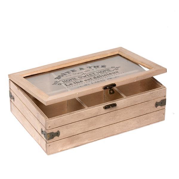 Cutie din lemn vintage pentru ceai 6 compartimente 24 cm x 16 cm x 8 cm