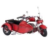 Macheta motocicleta cu atas retro metal rosie 18 cm x 14 x cm 11 cm