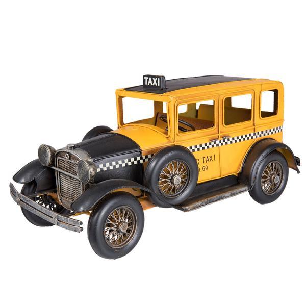 Macheta masina taxi retro galben negru 32 cm x 15 cm x 15 cm