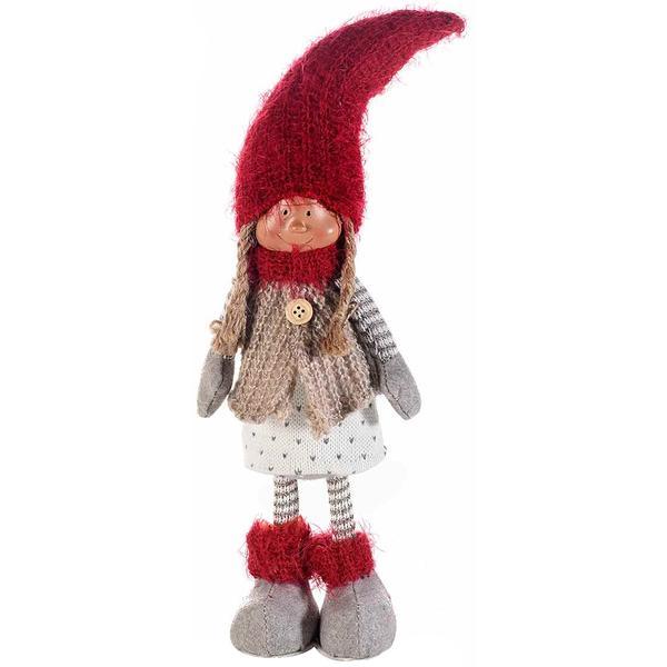Spiridus portelan textil rosu alb bej girl cm 9x42 h