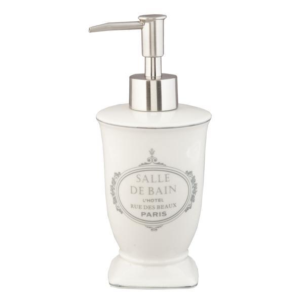 Dispenser ceramica alba pentru sapun salle de bain diametru 8x19 cm