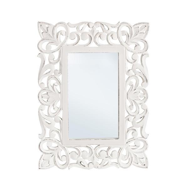 Oglinda decorativa perete cu rama lemn alb vintage dalila 45 cm x 60 cm